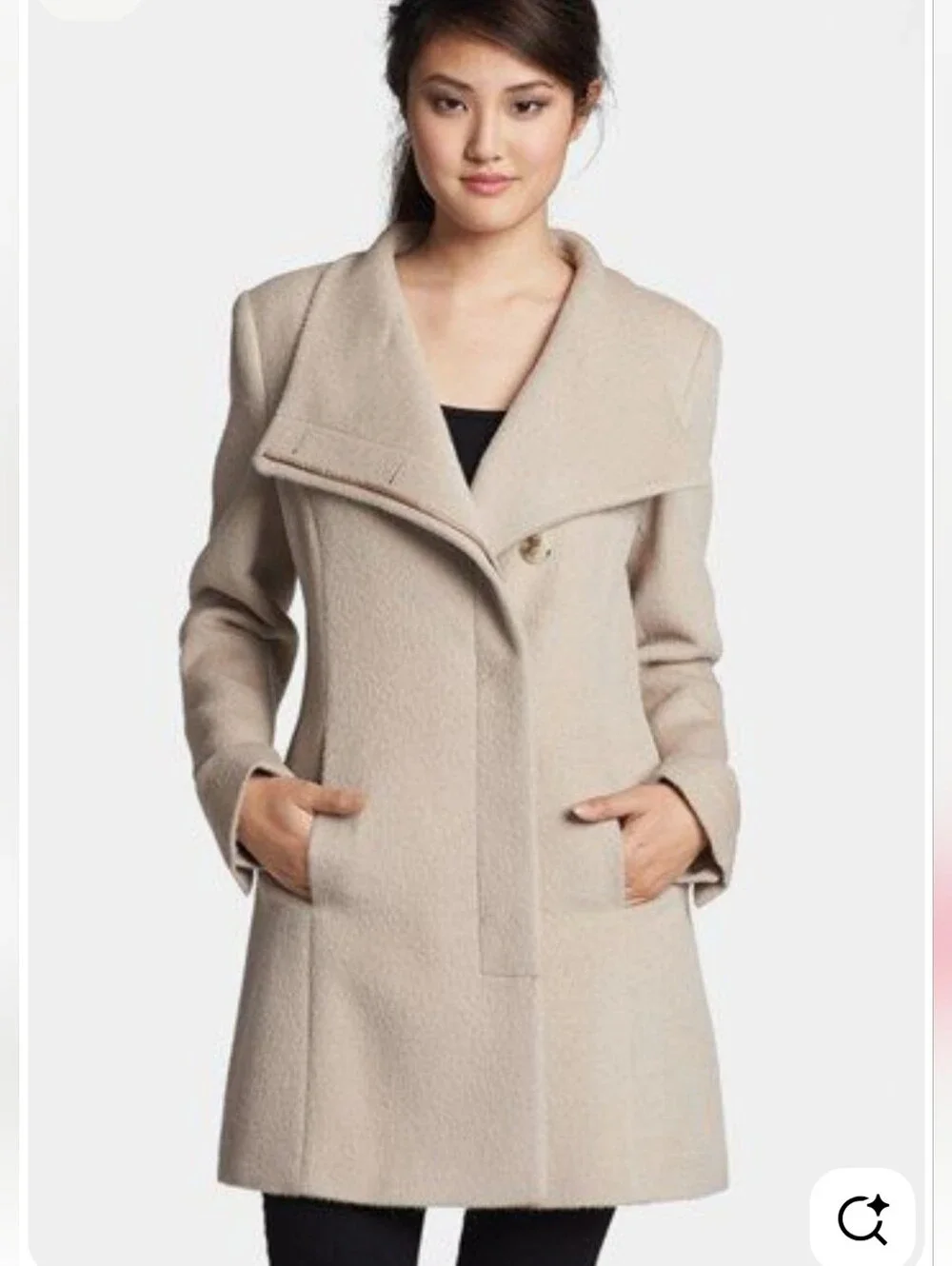 Andean Convertible Collar Alpaca Blend Asymmetric Champagne Coat NWT Size 14